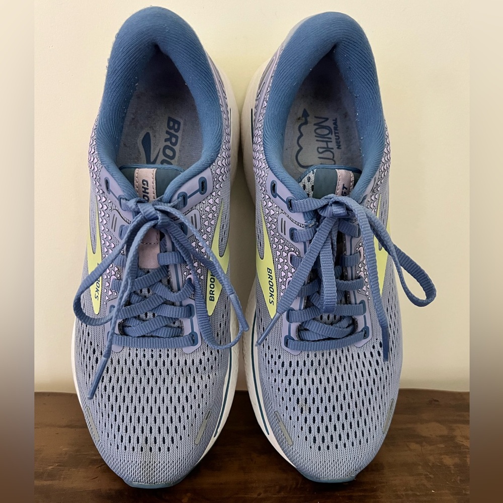 Brooks Ghost 14 Women's Running Shoes - Blue with Lime Accent Size 7.5 - Picture 6 of 10